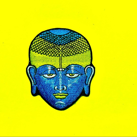 Blue Buddha vibrant head iron On patch - Picture 1 of 2